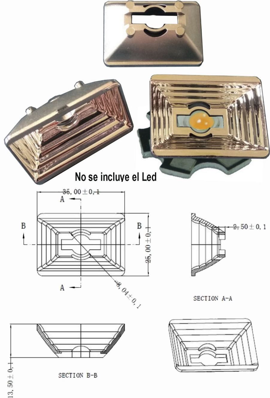 Reflector-Lente 35x25x13mm